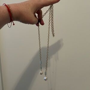 NWOT hazen & co aquamarine and pearl gold chain necklace strand.